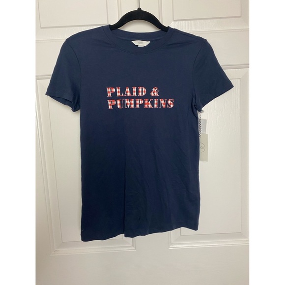 1901 Plaid & Pumpkin Graphic Fall Autumn T-shirt - Picture 2 of 4